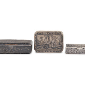 Two Russian Niello Silver Snuff
