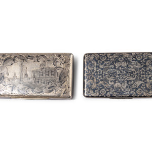Two Russian Niello Silver Snuff