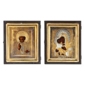 TWO RUSSIAN ORTHODOX OKLAD ICO