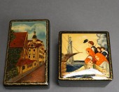 TWO RUSSIAN PAINTED LACQUER BO