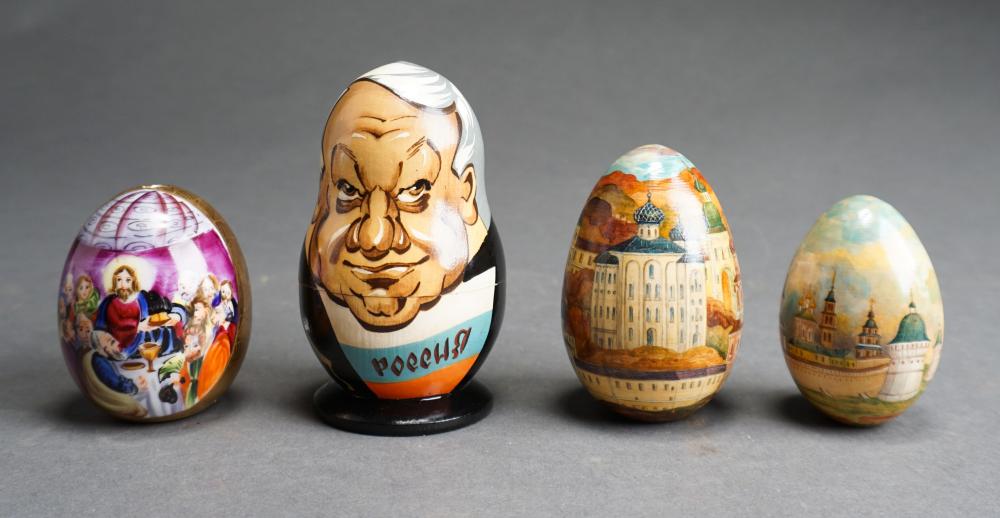 TWO RUSSIAN PAINTED WOOD