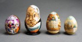 TWO RUSSIAN PAINTED WOOD 'KREM
