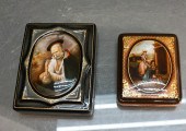TWO RUSSIAN PARCEL-GILT LACQUE