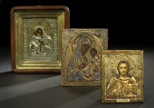 Two Russian Polychromed Ikons,