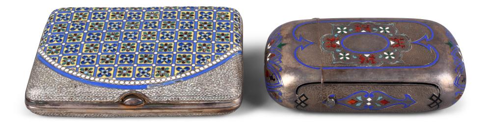 TWO RUSSIAN SILVER AND ENAMEL