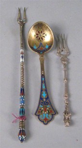 Two Russian silver champleve a