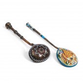TWO RUSSIAN SILVER GILT & ENAM