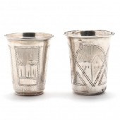 TWO RUSSIAN SILVER KIDDUSH CUP