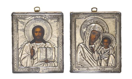 Two Russian Silver Oklad Icons each
