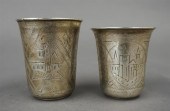 TWO RUSSIAN SILVER VODKA CUPS,