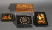 TWO RUSSIAN WOOD BOXES, PAPIER