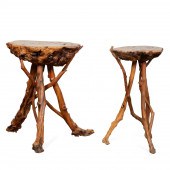 TWO RUSTIC BURLWOOD LIVE EDGE