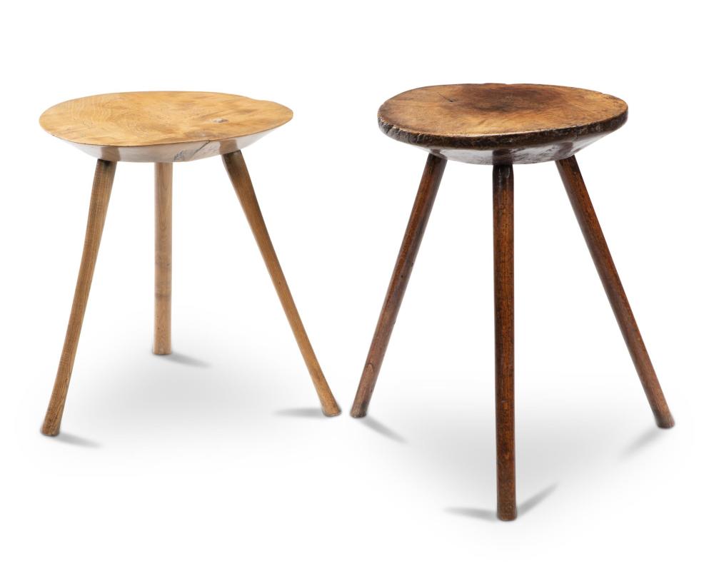 TWO RUSTIC WOOD SIDE TABLESTwo