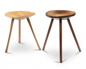 TWO RUSTIC WOOD SIDE TABLESTwo
