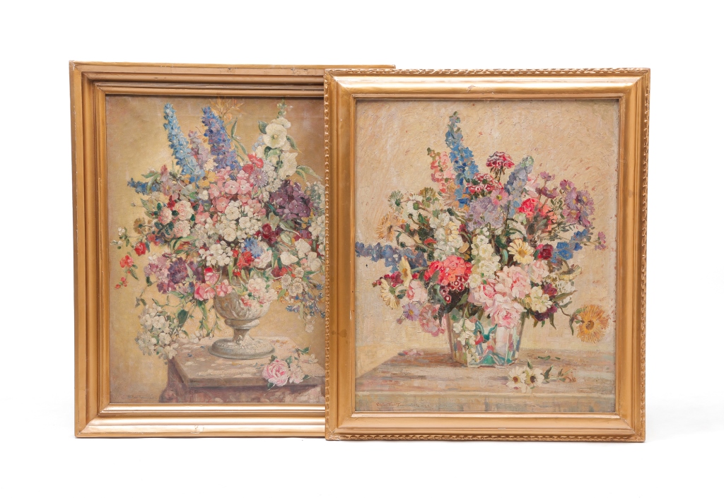TWO S. SOMERVILLE FLORAL FRAMED OIL