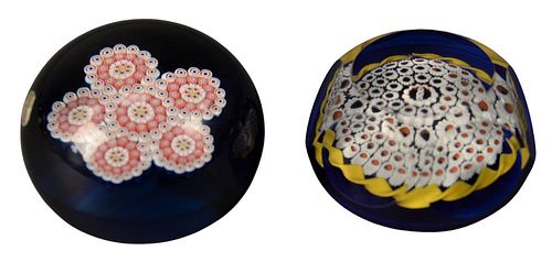 TWO SAINT LOUIS MILLEFIORI GLASS