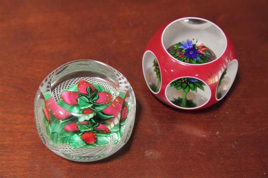 TWO SAINT LOUIS PAPERWEIGHTS.