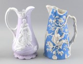 TWO SALT-GLAZED PARIAN PITCHER