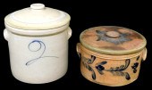 TWO SALT GLAZED STONEWARE COVE