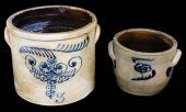 TWO SALT-GLAZED STONEWARE CROC