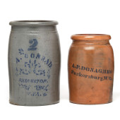 TWO SALT GLAZED STONEWARE WEST