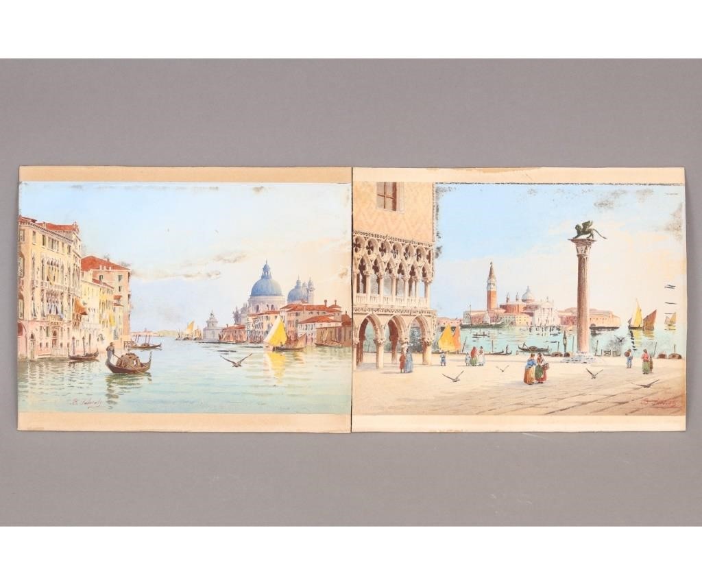 Two Salviati watercolors, unframed,