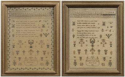 Two samplers by sisters: both