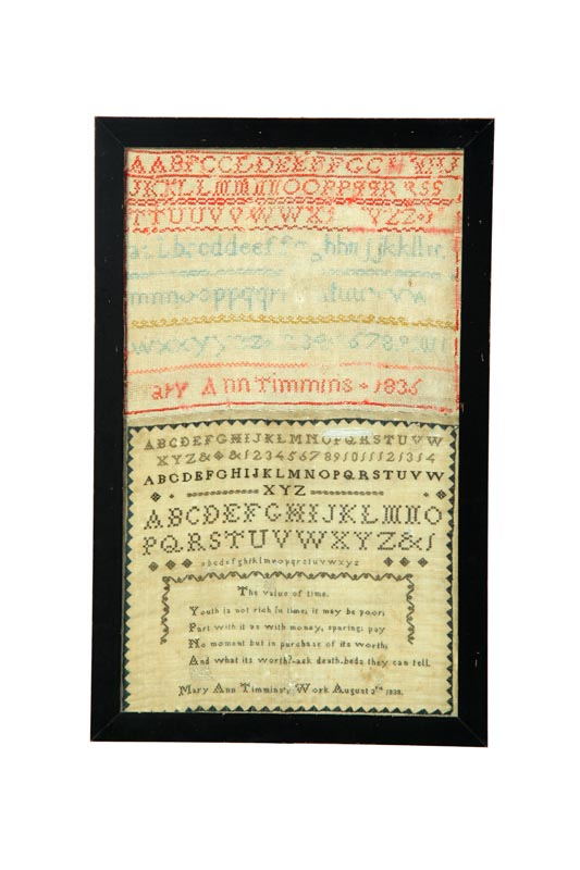 TWO SAMPLERS.  Mary Ann Timmins 