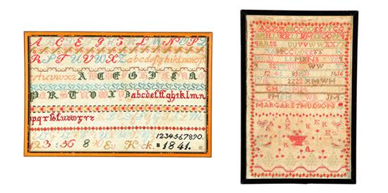 TWO SAMPLERS.  Probably American