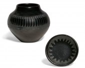 TWO SAN ILDEFONSO BLACKWARE TA