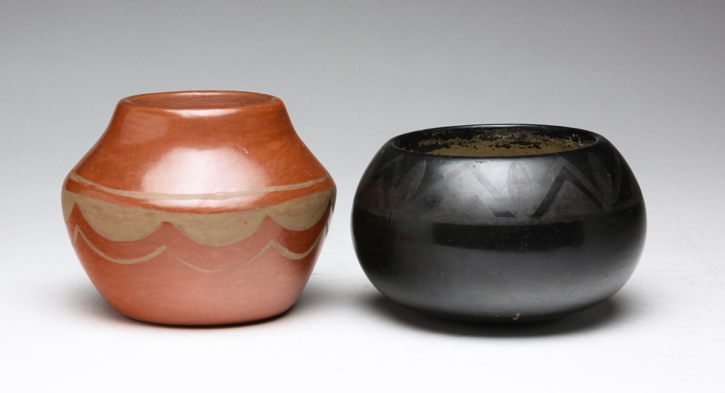 TWO SAN ILDEFONSO POTTERY BOWLS.