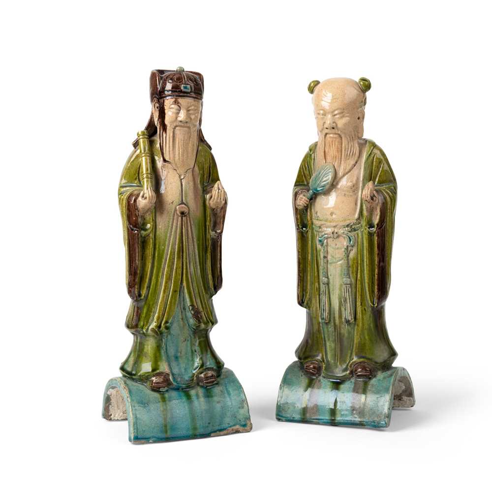 TWO SANCAI-GLAZED ROOF-TILES OF