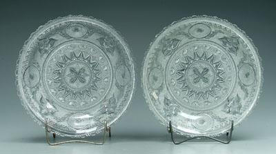 Two Sandwich glass dishes: bullseye