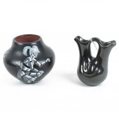 TWO SANTA CLARA BLACKWARE POTT
