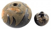 TWO SANTA CLARA POTTERY SEED P