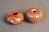 TWO SANTA CLARA REDWARE MINIAT