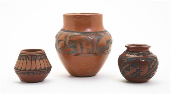 Two Santa Clara Redware Vases