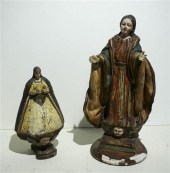 TWO SANTOS CARVED AND PAINTED