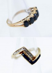 TWO SAPPHIRE AND YELLOW GOLD R