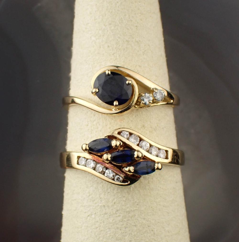 TWO SAPPHIRE, DIAMOND AND