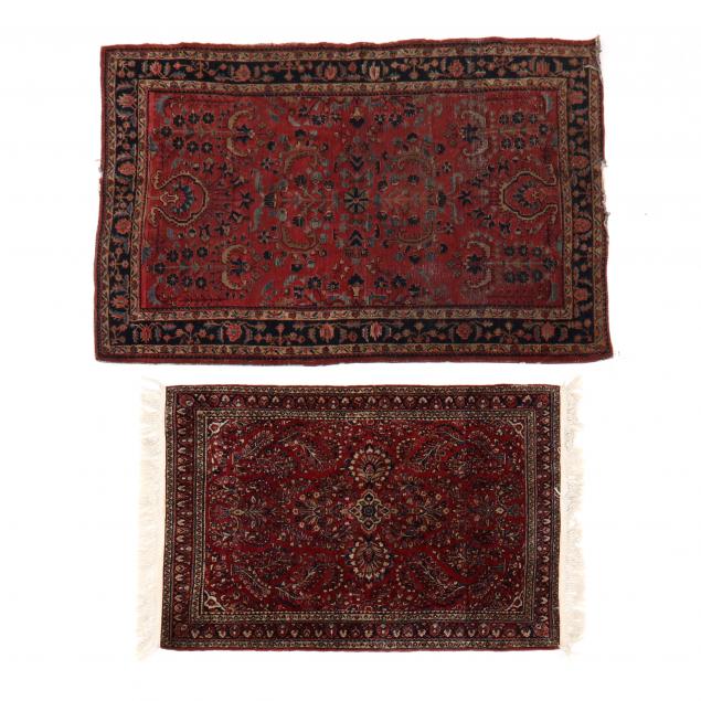 TWO SAROUK AREA RUGS The first with