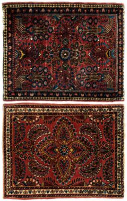 Two Sarouk mats: one with large