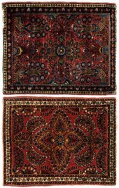 Two Sarouk mats: one with larg