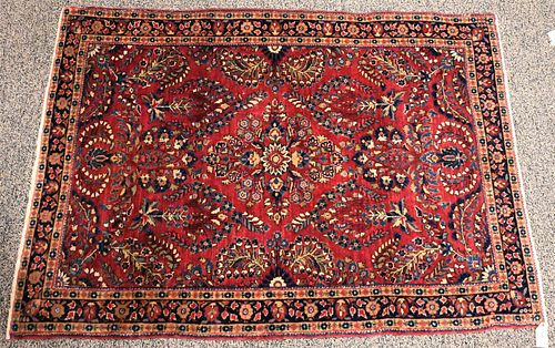 TWO SAROUK ORIENTAL THROW RUGSTwo