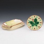 TWO SARREGUEMINES FAIENCE SERV