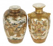 TWO SATSUMA PORCELAIN VASESTwo