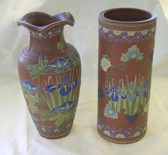 Two Satsuma Stoneware Vases,  on