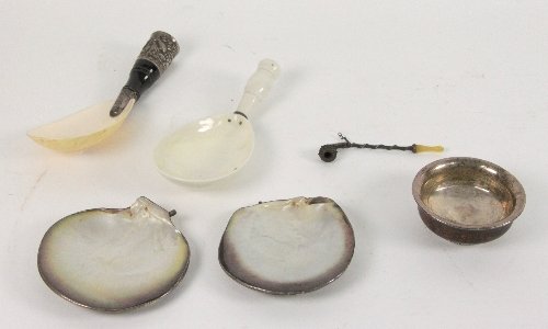 Two scallop shells with plated