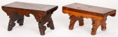 TWO SCALLOPED EDGE FOOTSTOOLS,