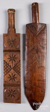 TWO SCANDINAVIAN CARVED BUTTER